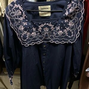 Damson Madder Embroidered Navy Mini Dress